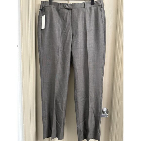 J. Hilburn Men's 35x28 Gray Wool Dress‎ Pants Vitale Barberis MADE IN ITALY - Picture 1 of 7